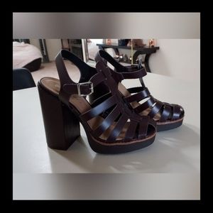 SHEIN Gladiator Caged in Block Platform Ankle Pumps